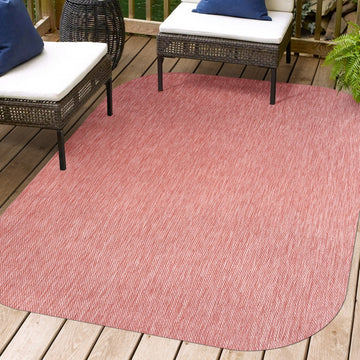 Miles Modern Minimalist Radius Corner Solid Indoor/Outdoor Area Rug